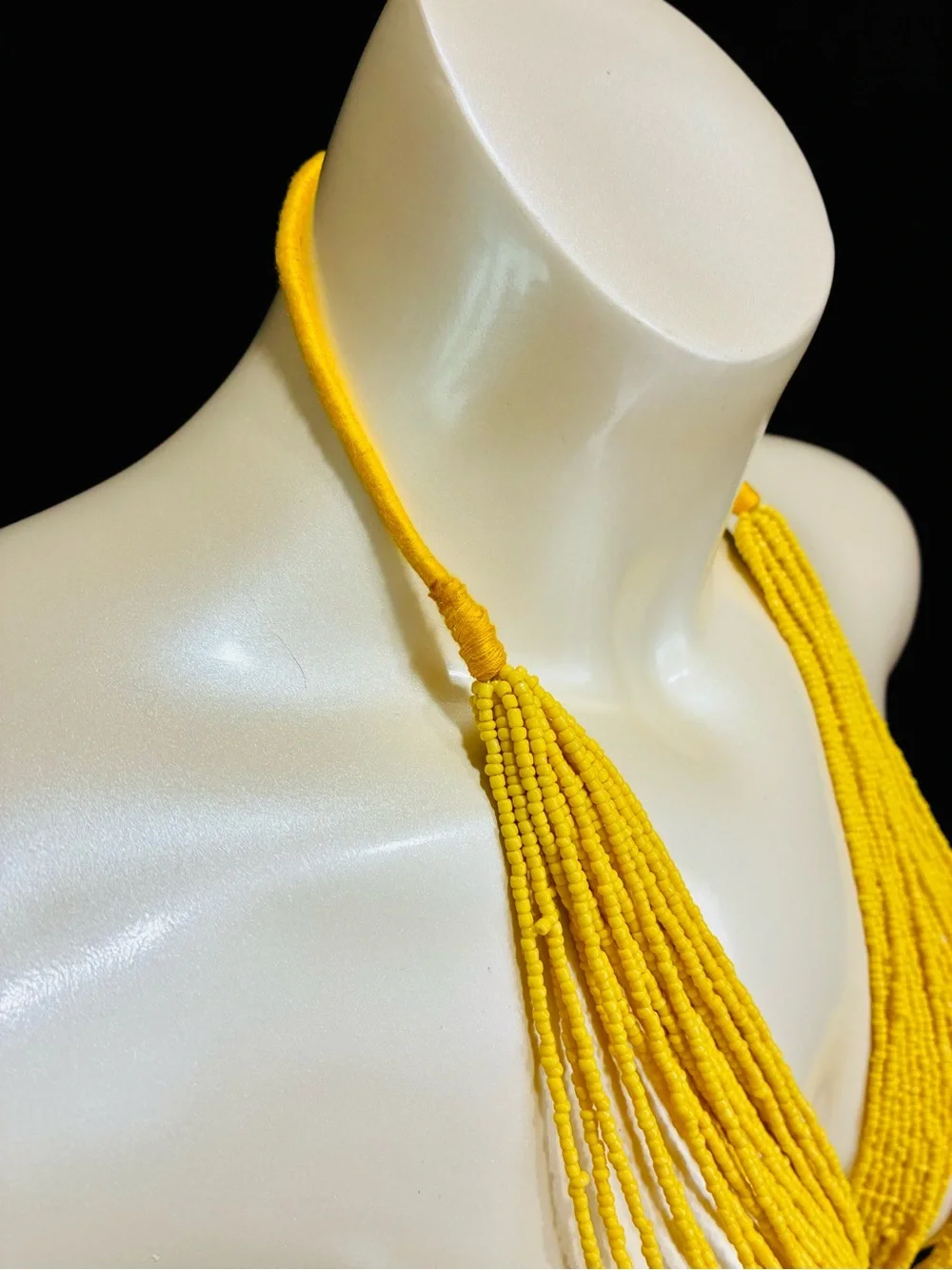 Bright Yellow Multi-Strand Beaded Necklace - Contemporary Women’s Jewelry